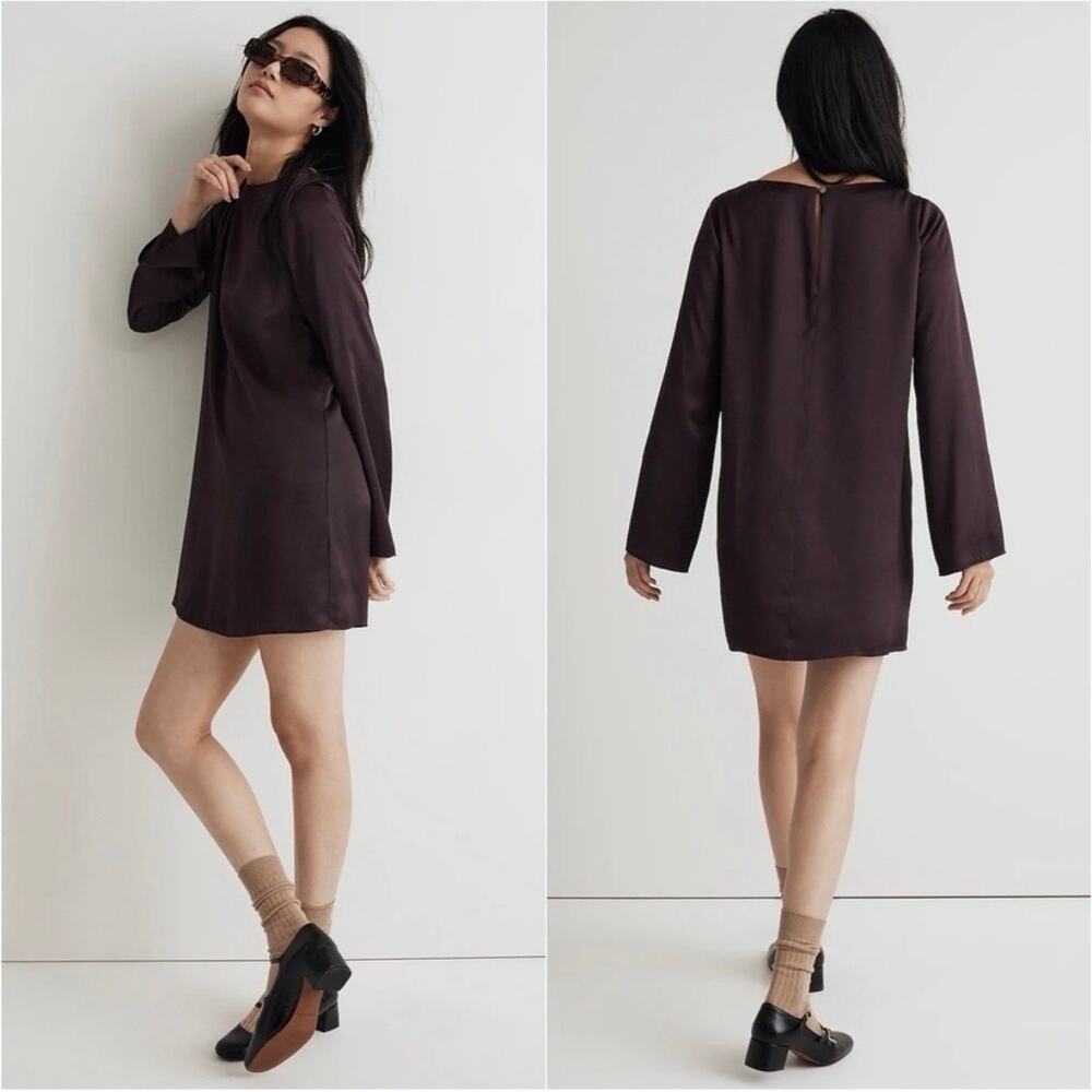 madewell shift mini dress chocolate raisin no108 women size x-small xs